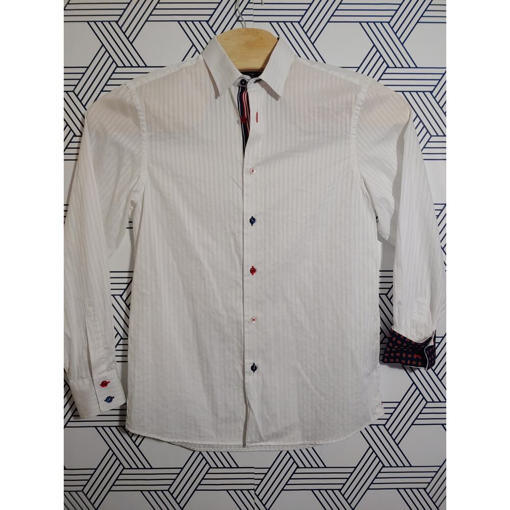 Dolce Guava Contrast Cuff White Shirt Men 15.5 x 16 Size M